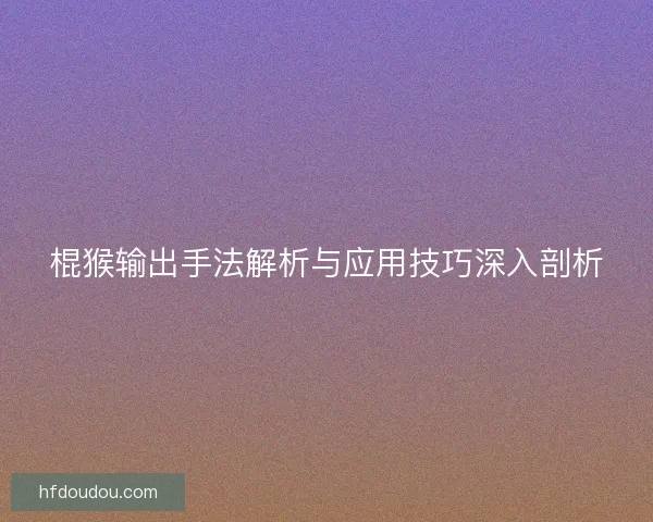 棍猴输出手法解析与应用技巧深入剖析