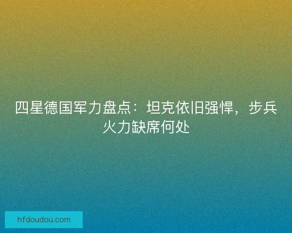 四星德国军力盘点：坦克依旧强悍，步兵火力缺席何处